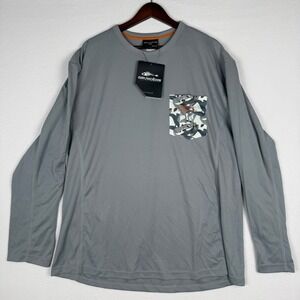 NEW Grundens Fish Head LS Shirt Mens XXL Monument Grey UPF 50 Fishing FHMGXXL